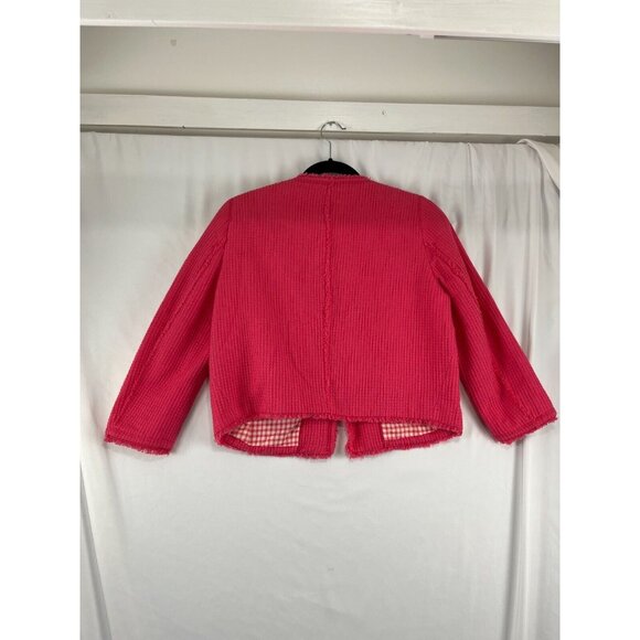 Zara Basic Barbie-Pink Waffle-Knit-Style Cotton Women's Blazer - Picture 9 of 13
